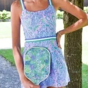 Lilly Pulitzer Tennis or Pickleball Dress Lilac Rose We Mermaid It UPF 50+